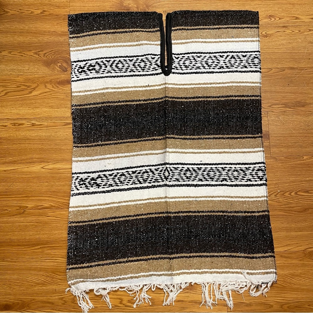 Mexican Falsa Blanket PONCHO Vest Deadhead / Hippie / Camping / Beach Unisex